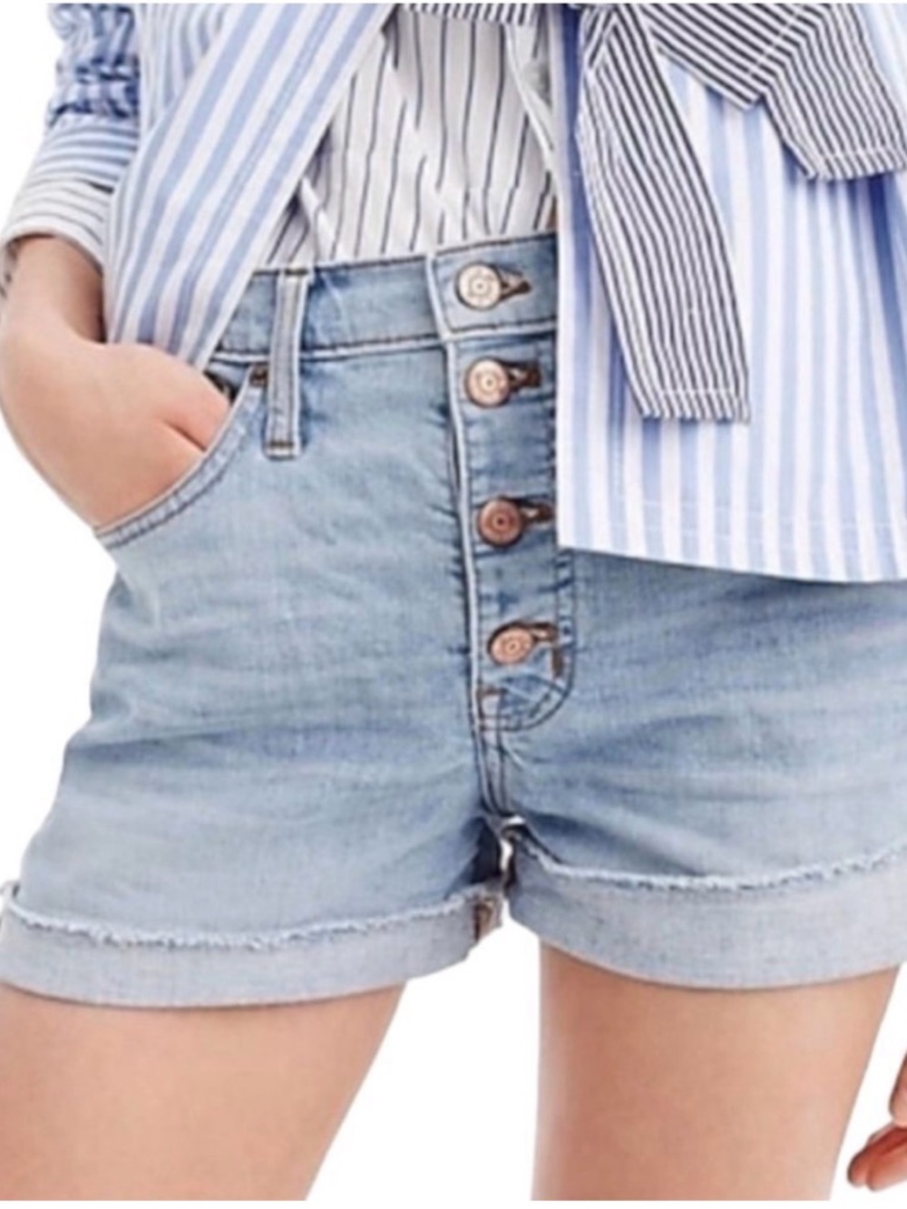 J. Crew women’s denim shorts button front high rise light denim wash size 28